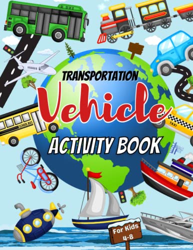 Transportation vehicle activity book for kids ages