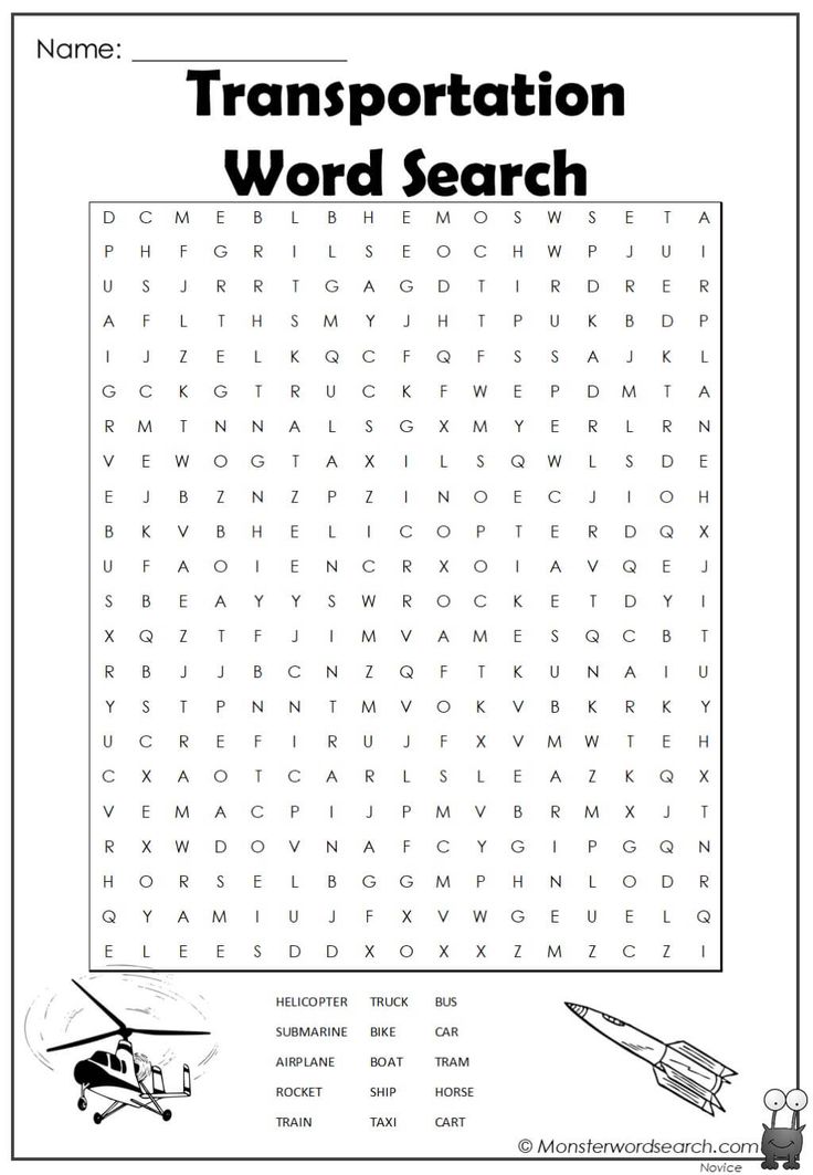 Transportation word search word seach word find kindergarten word search