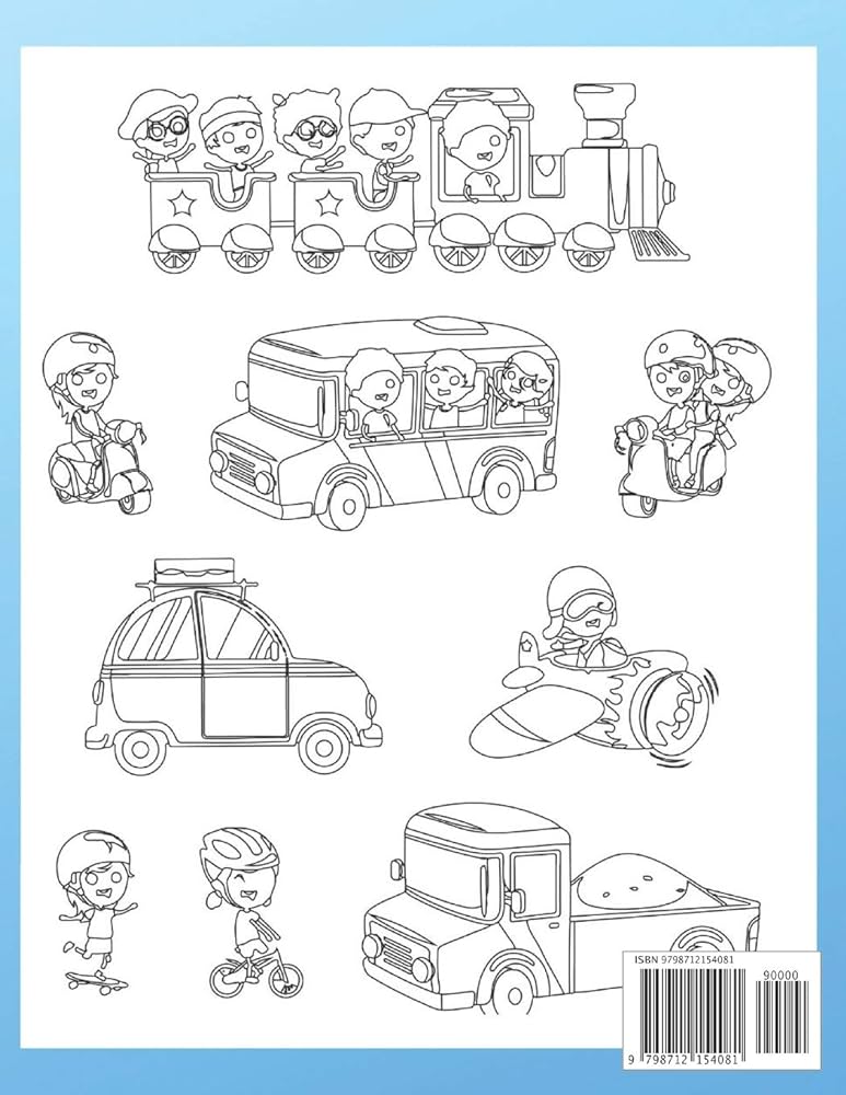 Transportation coloring book for kids transportation coloring book for toddlers pages of things that go cars bus and truck publisher af book publisher af book books