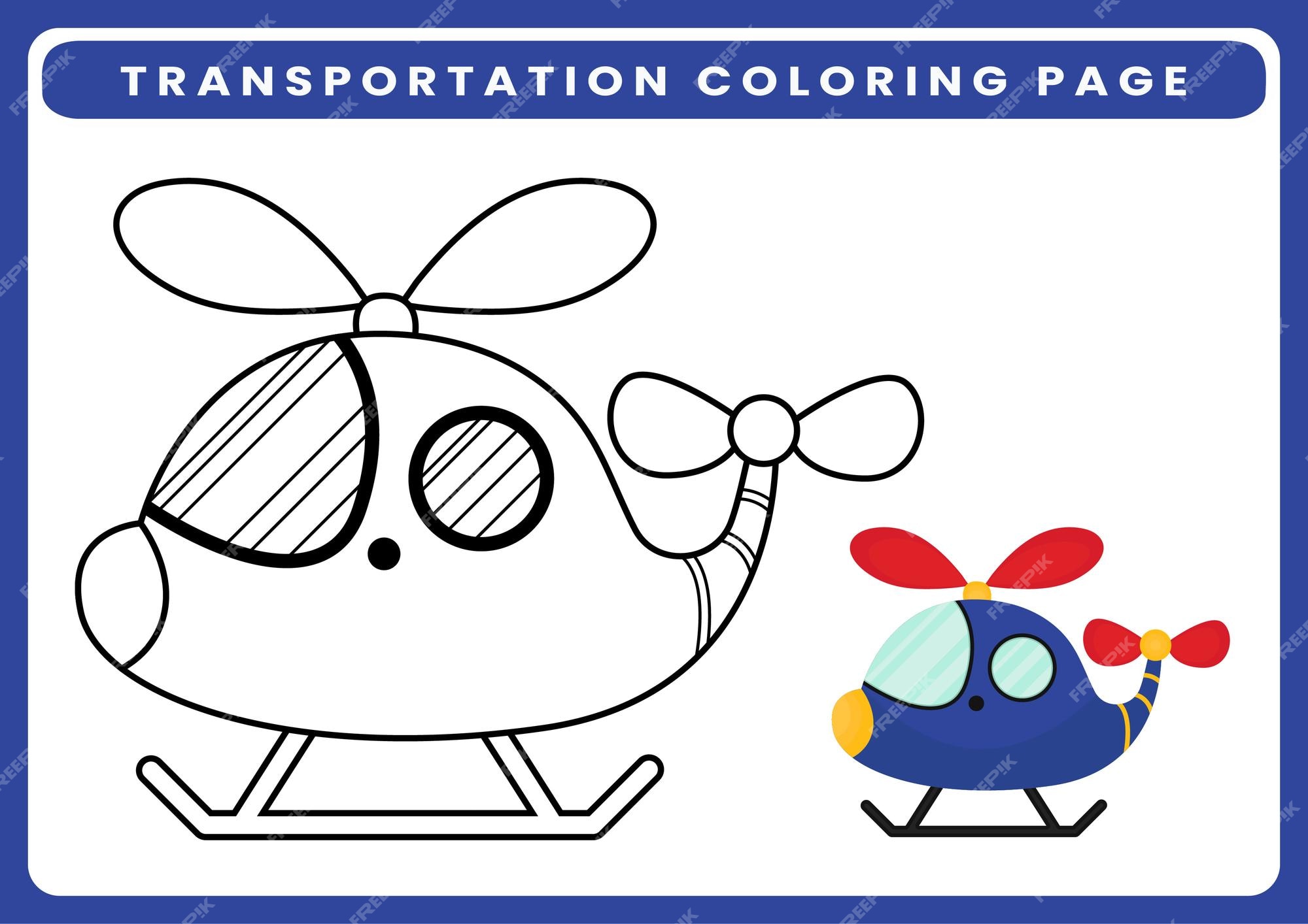 Premium vector coloring page theme transportation worksheet for kids