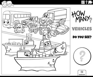 Transportation worksheets vector images over