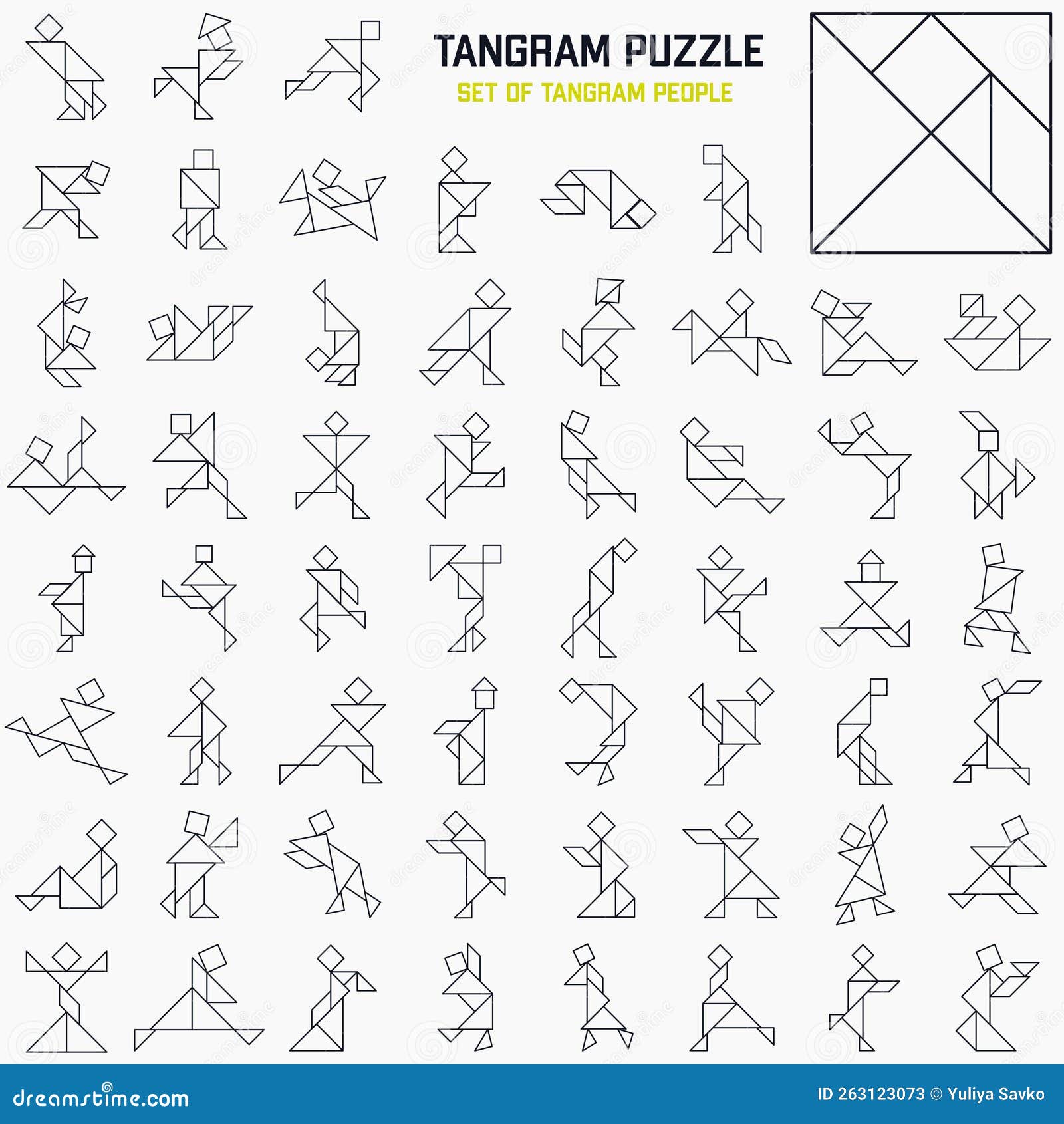 Line tangram stock illustrations vectors clipart