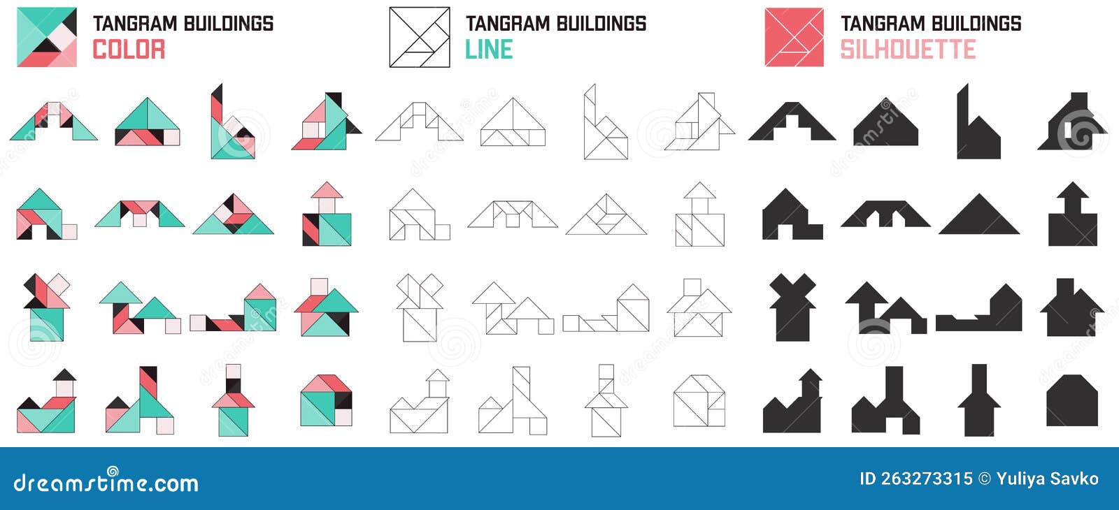 Line tangram stock illustrations â line tangram stock illustrations vectors clipart