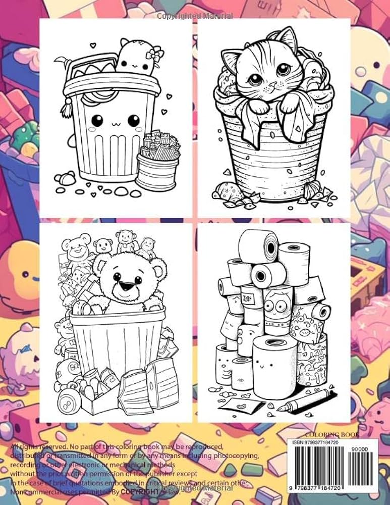 Kawaii trash coloring book cute garbage coloring pages for all ages kawaii coloring books cb kidating books