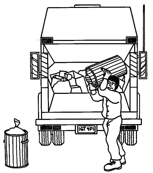 Coloring pages garbage man carrying waste to truck coloring pages