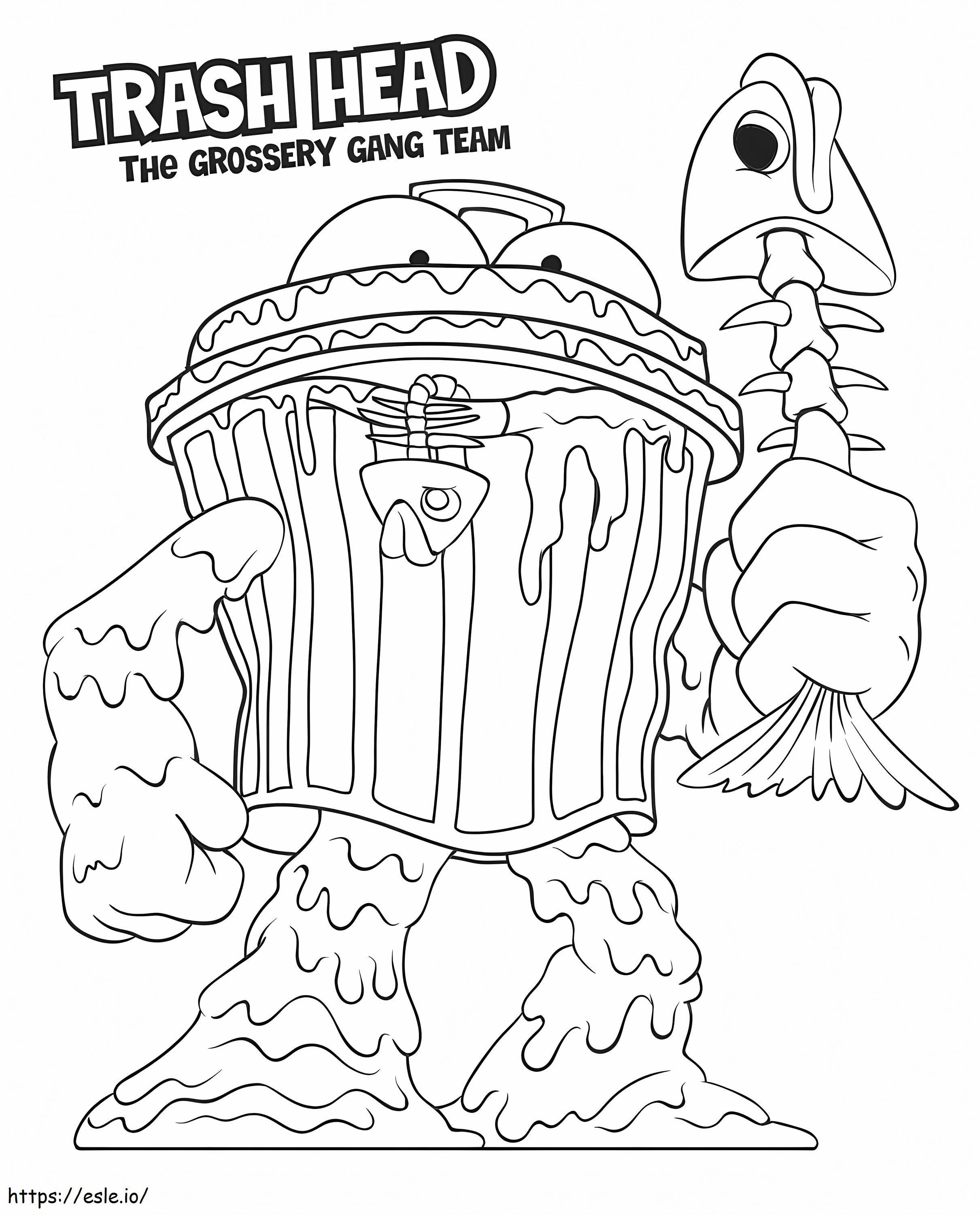 Trash head grossery gang coloring page