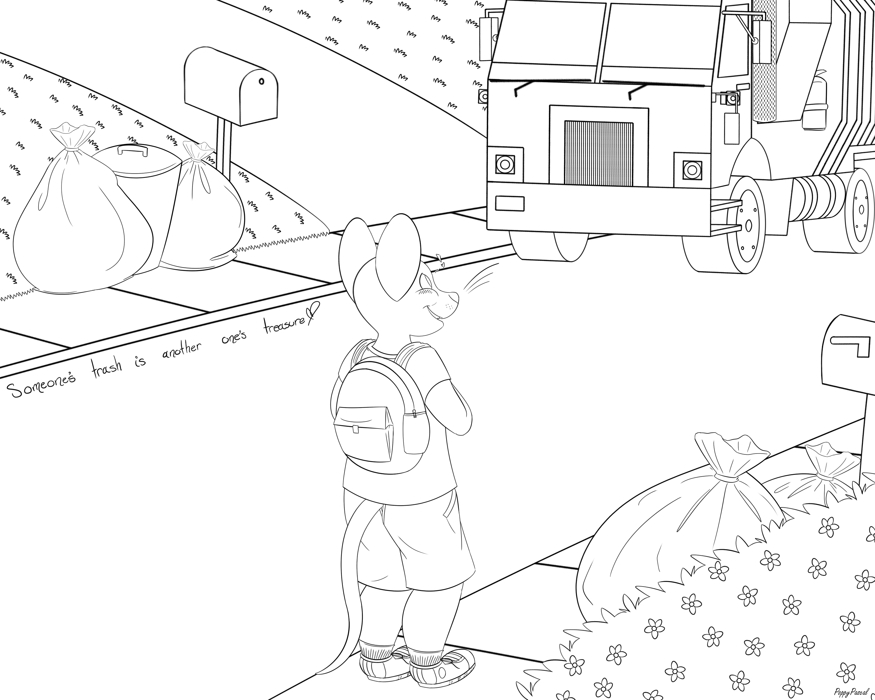 Trash scavenger free coloring page â