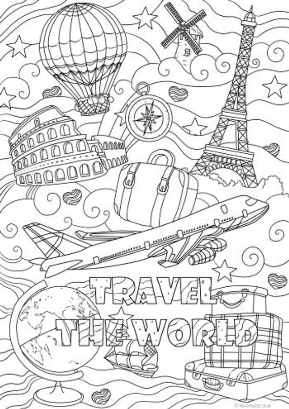 Traveling printable adult coloring page from favoreads coloring book pages for adults and kids coloring sheets colouring designs
