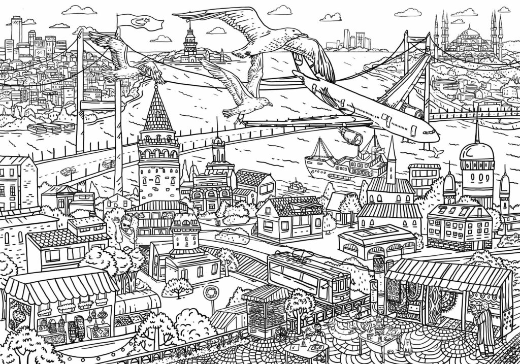 Free printable travel coloring book pages while were stuck at home