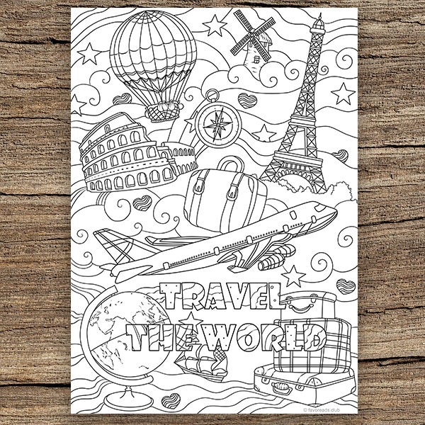 Traveling printable adult coloring page from favoreads coloring book pages for adults and kids coloring sheets colouring designs