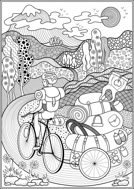 Adult coloring pages mountains stock photos pictures royalty