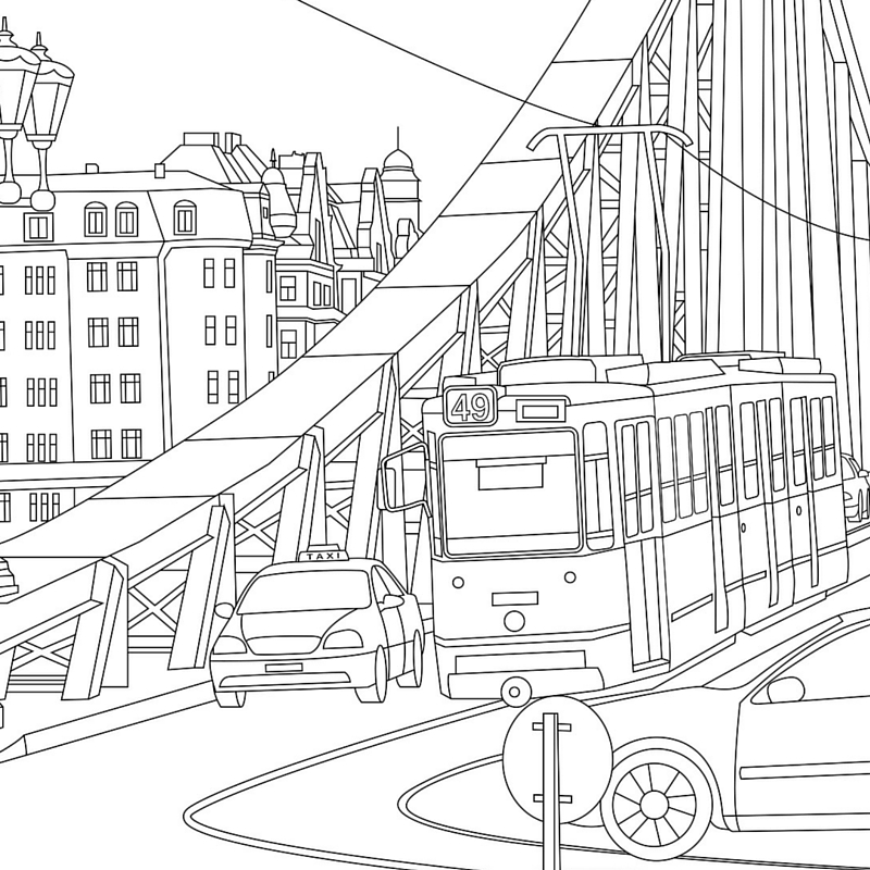 Scenery coloring pages for adults