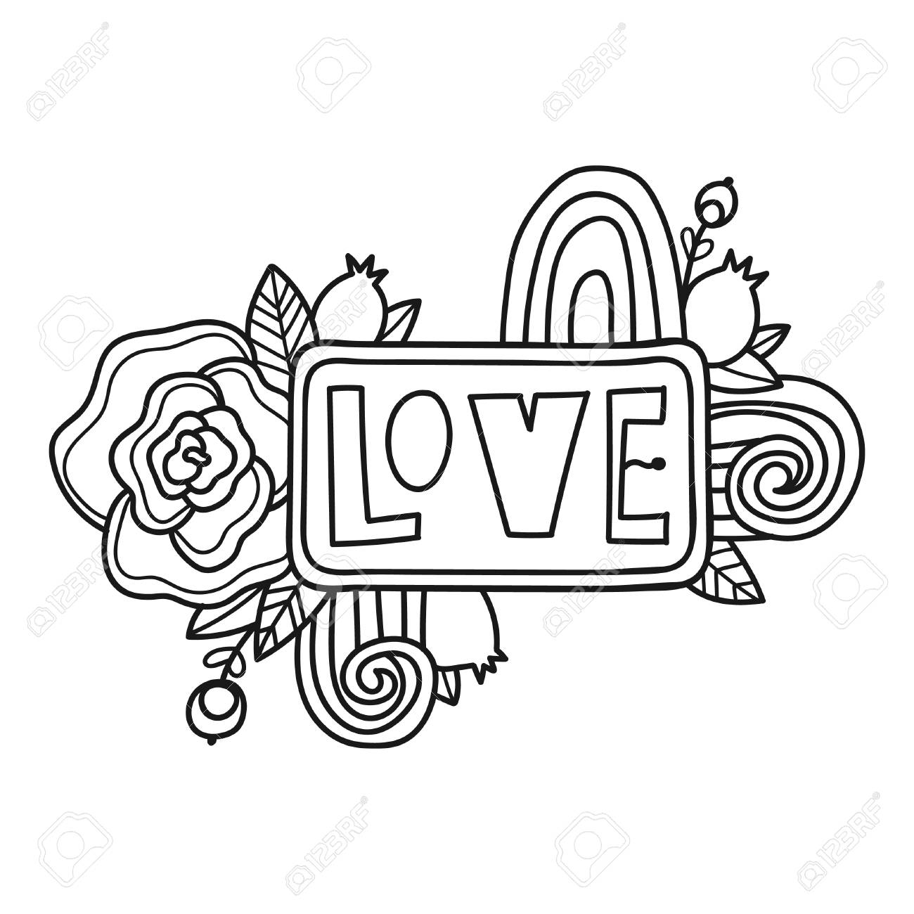 Printable scrapbook sticker fun summer doodle frame floral decoration print out and color it yourself coloring page royalty free svg cliparts vectors and stock illustration image