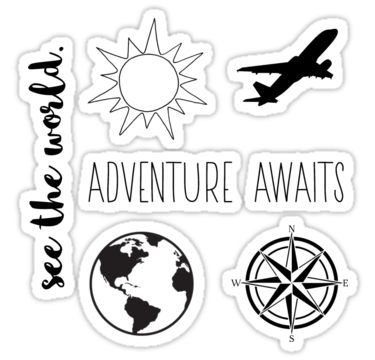 Travel sticker pack bw sticker travel stickers black and white stickers scrapbook stickers printable