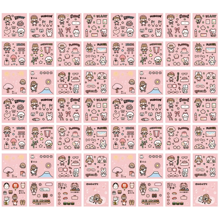 Cartoon girl scrapbook stickers pack