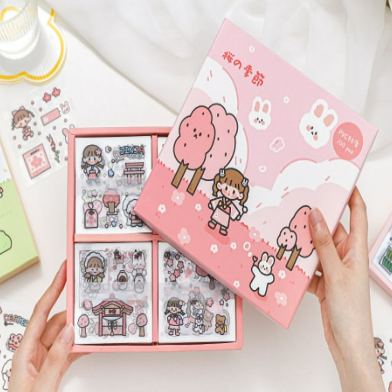 Cartoon girl scrapbook stickers pack