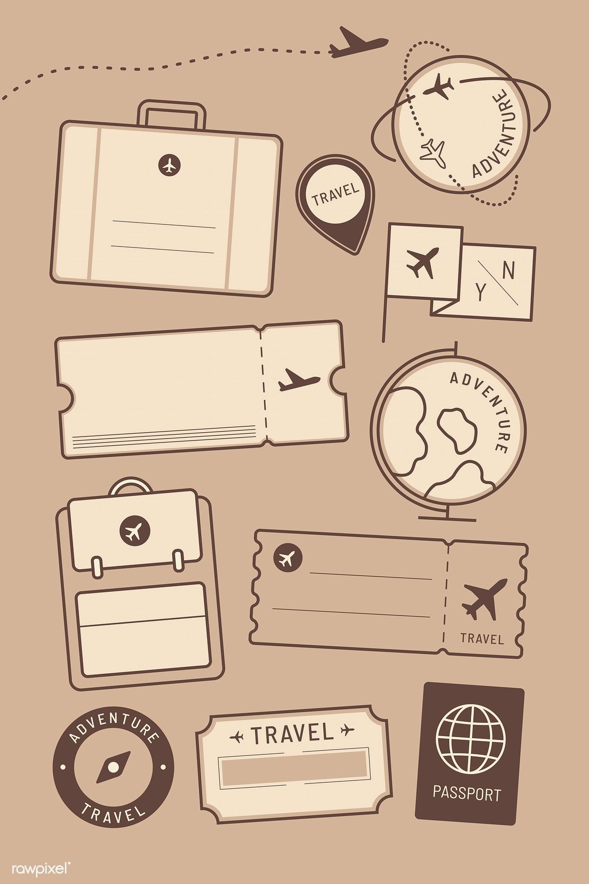 Travel stickers and badge set vector premium image by rawpixel vector vectorart â manualidades pegatinas imprimibles plantillas de cubiertas de carpeta