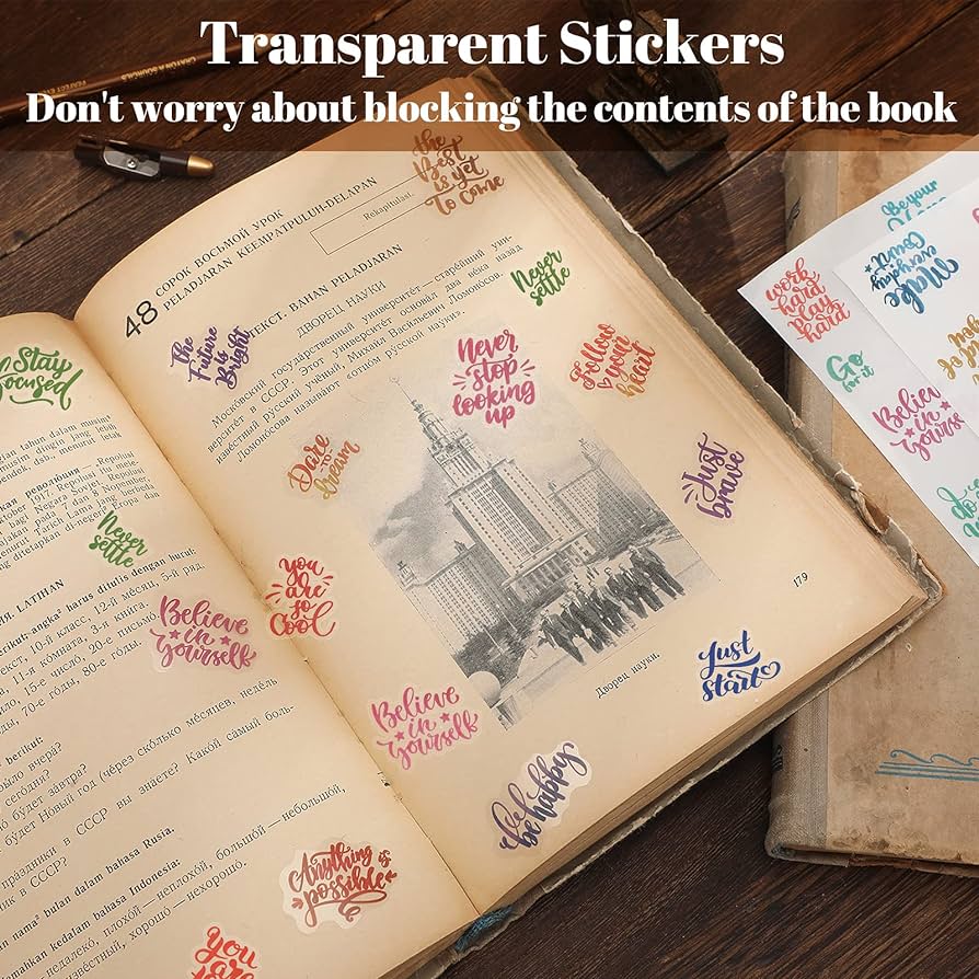 Glenmal pieces inspirational sticker aesthetic words sticker inspirational quote sticker word sayings sticker motivational scrapbooking sticker for teens journaling scrapbook rainbow color office products