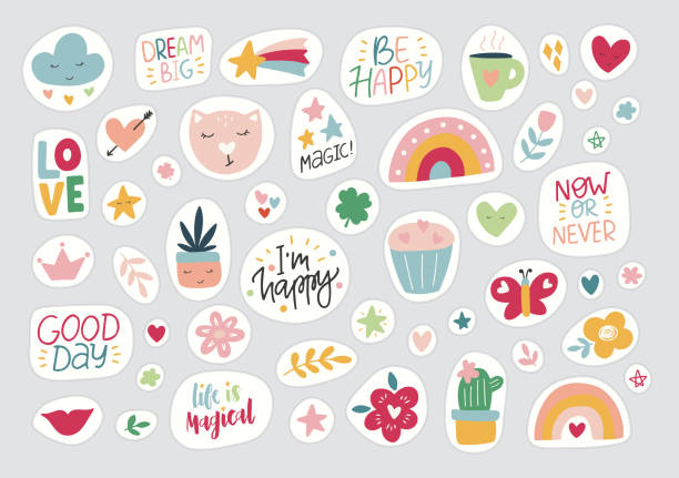 Scrapbook stickers stock photos pictures royalty