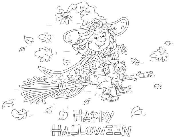 Halloween coloring page stock photos pictures royalty