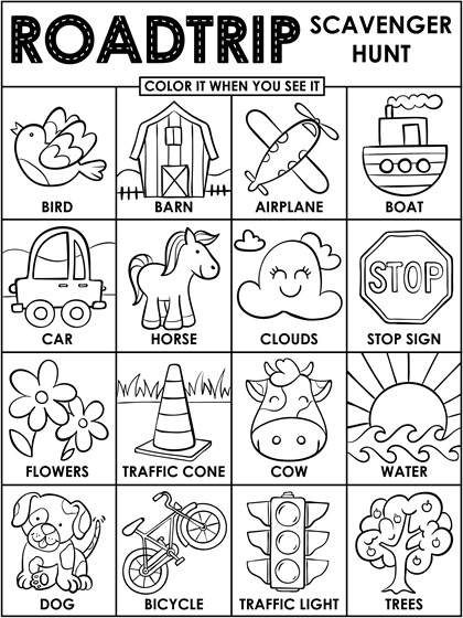 Roadtrip scavenger hunt coloring page crayola free coloring pages coloring pages free coloring