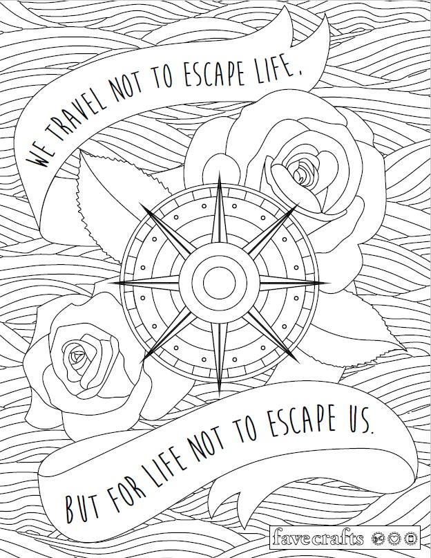 Travel escape adult coloring page coloring pages inspirational quote coloring pages free adult coloring pages