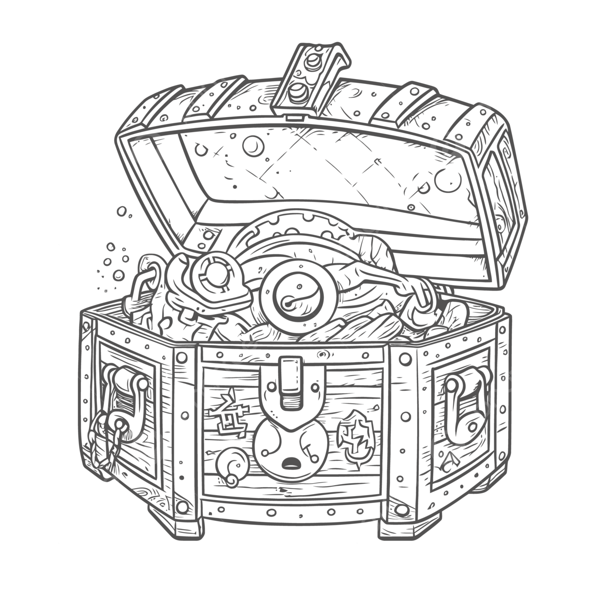 Fantasy fantasy adventure treasure chest coloring page unique coloring page of a monster outline sketch drawing vector monster drawing wing drawing ring drawing png and vector with transparent background for free download