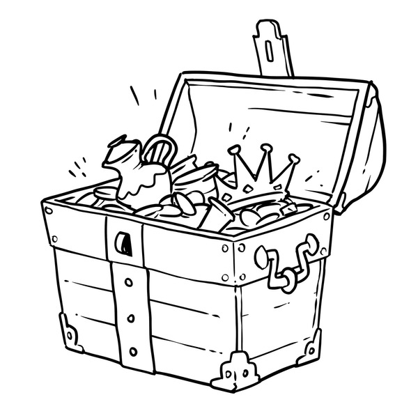 Black white treasure chest royalty