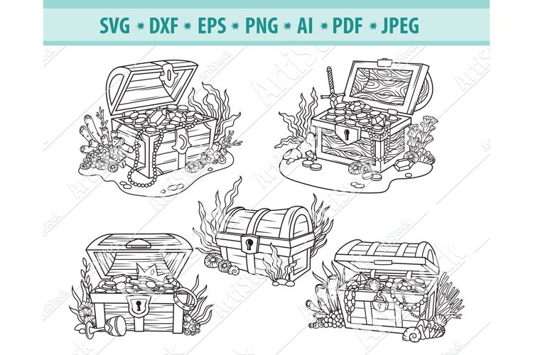 Treasure chest svg treasure clipart pirate png dxf eps