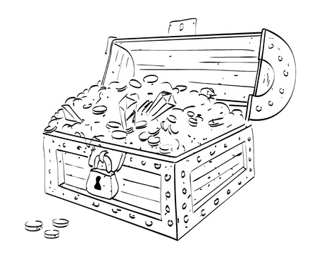 Black and white treasure chest stock illustrations cliparts and royalty free black and white treasure chest vectors