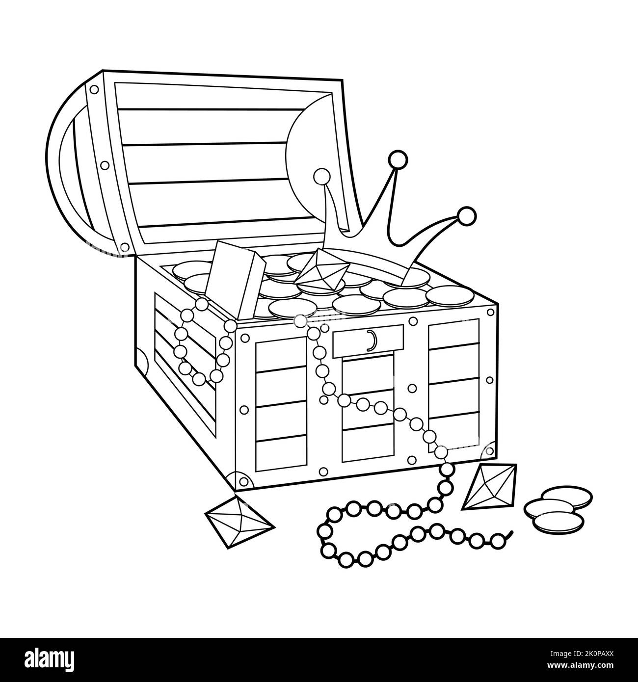 Treasure chest illustration black and white stock photos images