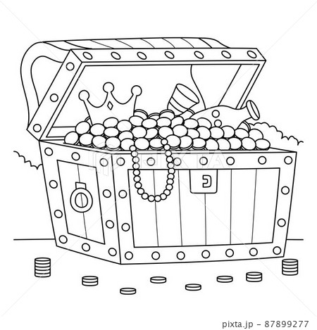 Big treasure chest coloring page for kids