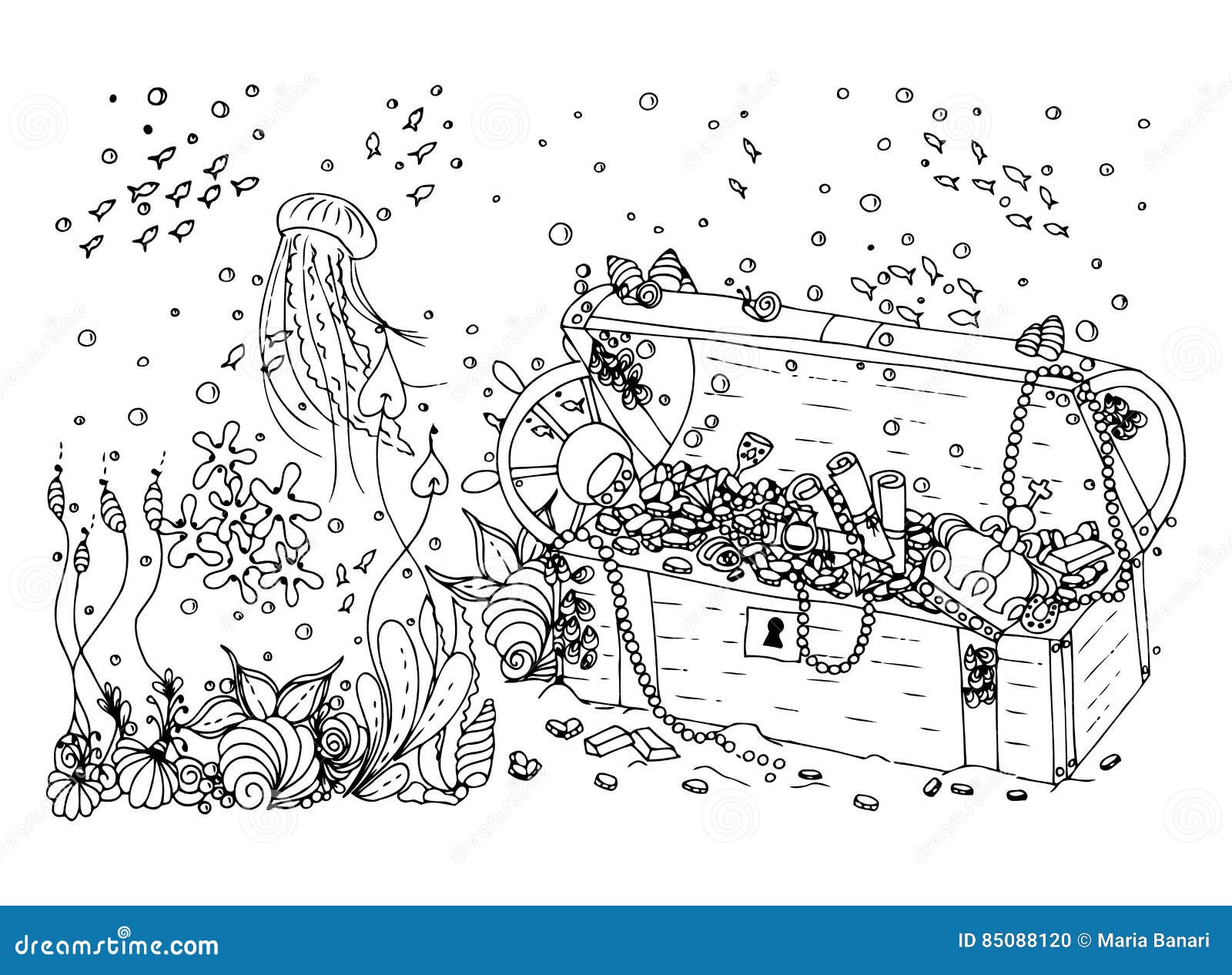 Ocean treasure chest coloring stock illustrations â ocean treasure chest coloring stock illustrations vectors clipart