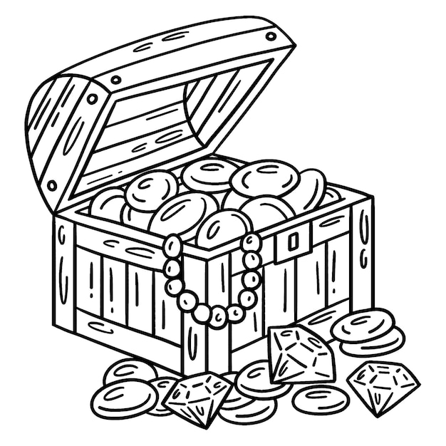 Premium vector a cute and funny coloring page of a pirate chests provides hours of coloring fun for children color this page is very easy suitable for little kids and toddlers