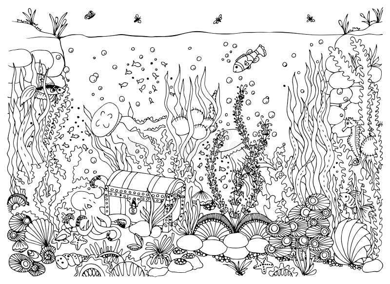 Ocean treasure chest coloring stock illustrations â ocean treasure chest coloring stock illustrations vectors clipart