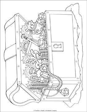 Buried treasure color page printable coloring pages