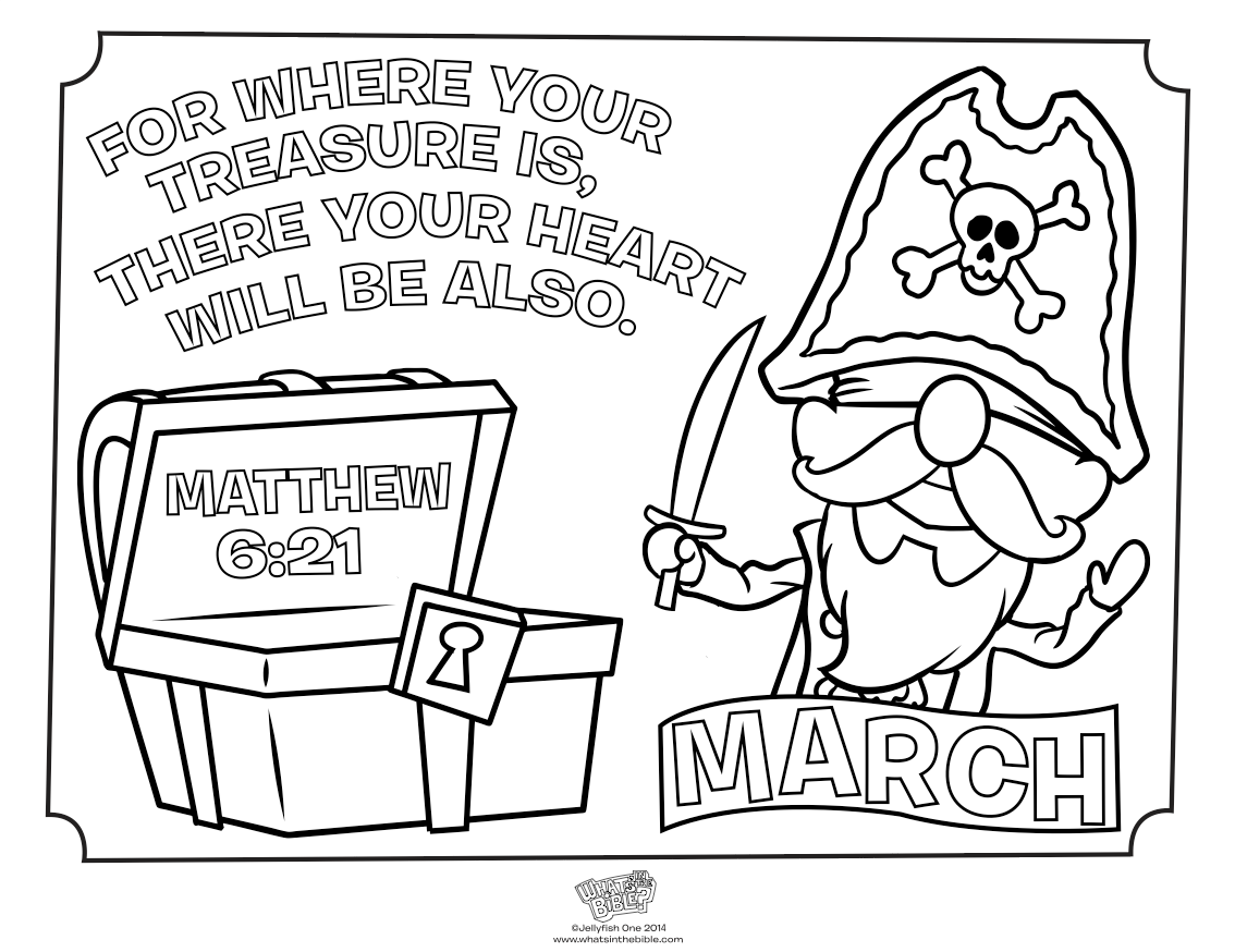 March treasure coloring page
