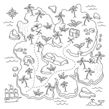 Treasure map coloring page stock photos and images