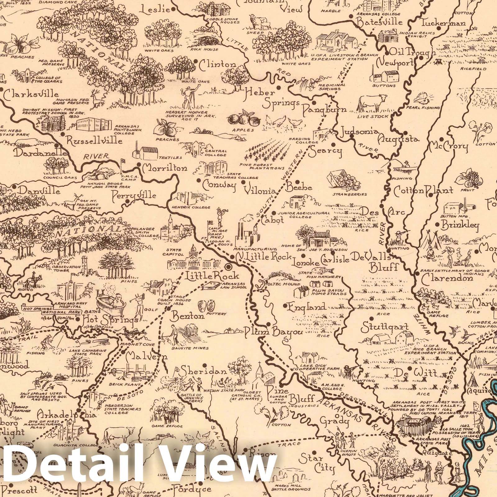 Historic map an historical and geographical map of arkansas pi