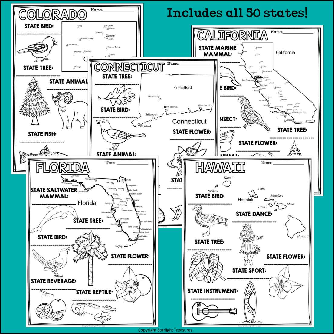 States research posters coloring pages