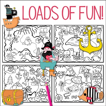 Treasure map coloring pages
