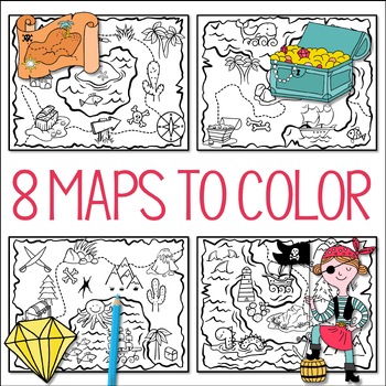 Treasure map coloring pages