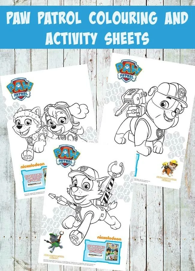 Paw patrol colouring and activity sheets pups and the pirate treasure