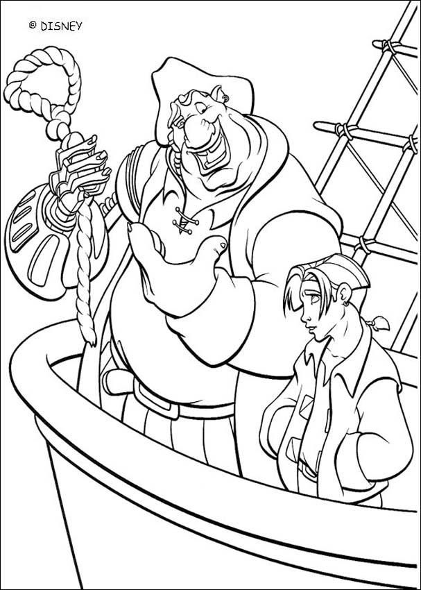 Coloring page of the disney movie treasure planet color john silver and jim hawkins planet coloring pages disney coloring pages treasure planet