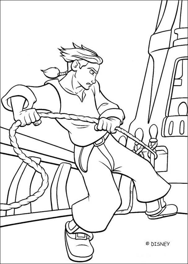 Coloring page of the disney movie treasure planet color jim hawkins on deck treasure planet planet coloring pages disney silhouettes