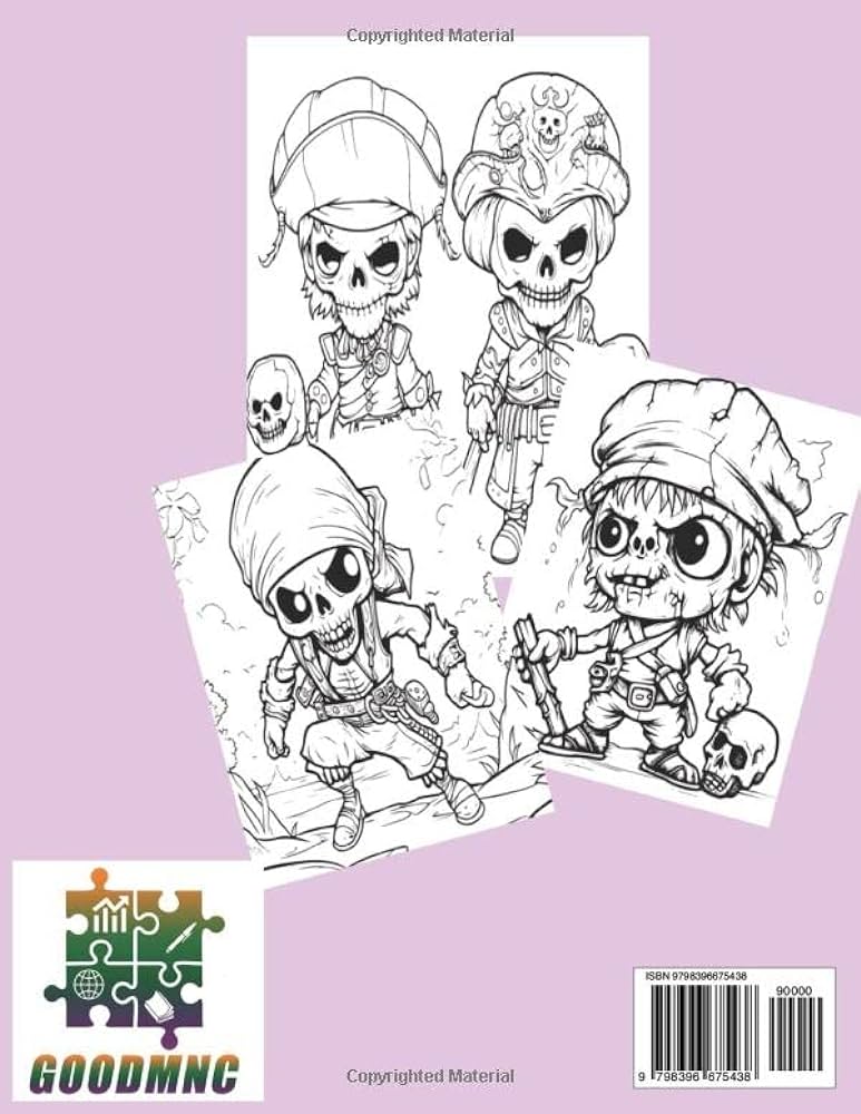 Science fiction zombie pirates group party coloring book a fun little collection of pages of pirate crew to color pany goodmnc books