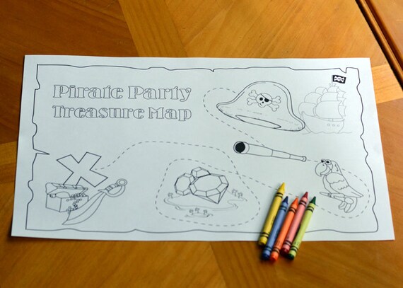 Pirate party treasure map coloring page x printable