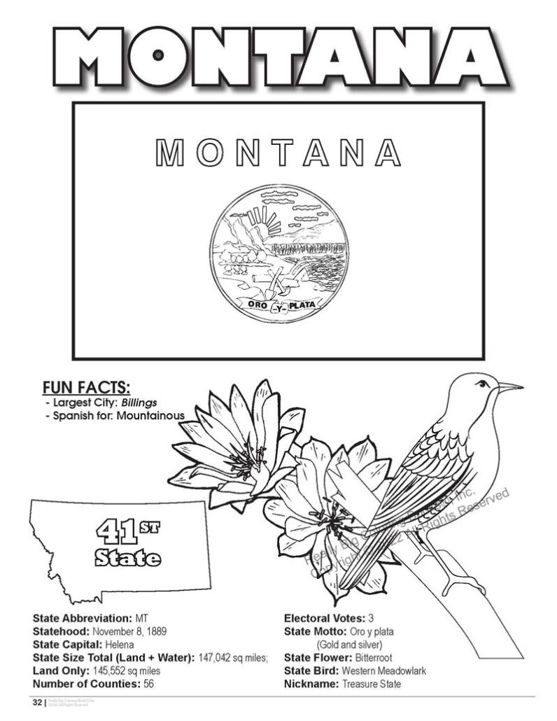 Montana state coloring book x