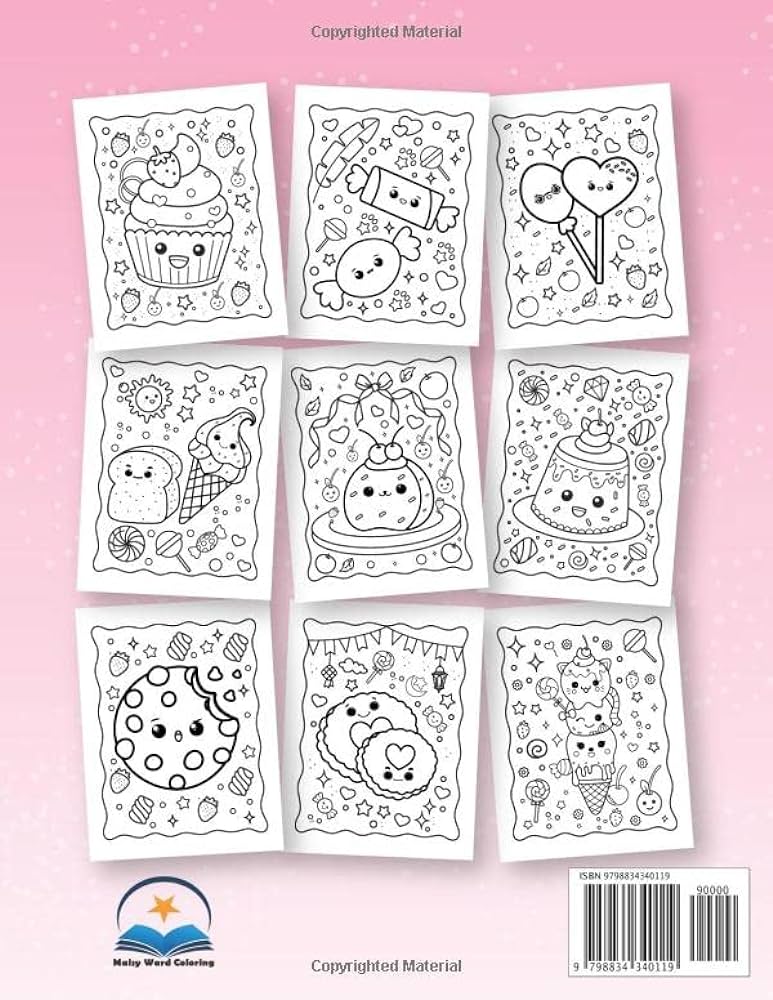 Kawaii sweet treats coloring book fun cute dessert cupcake donut kawaii doodle easy coloring pages for toddler girls kids and adult women coloring maisy ward books