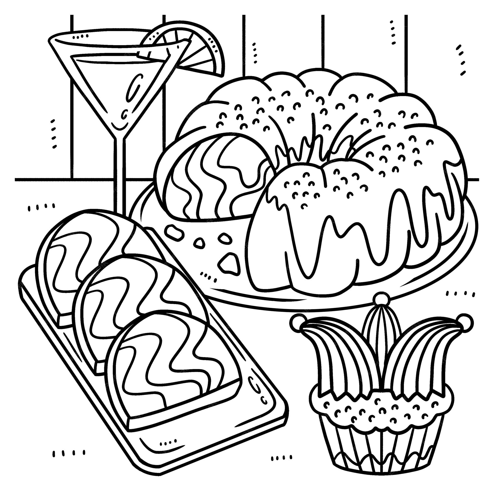 Premium vector mardi gras treats coloring page for kids